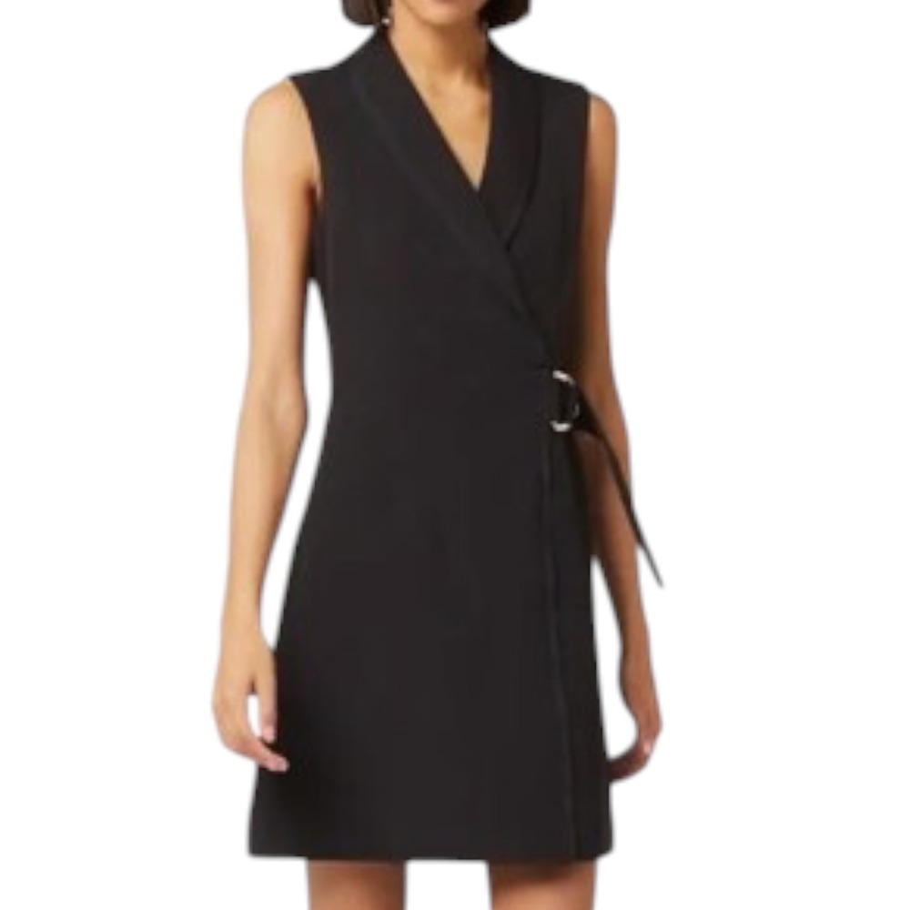 Ted Baker Women's Adaard D-Ring Tailored Dress Black Sleeveless Size 2 Designer